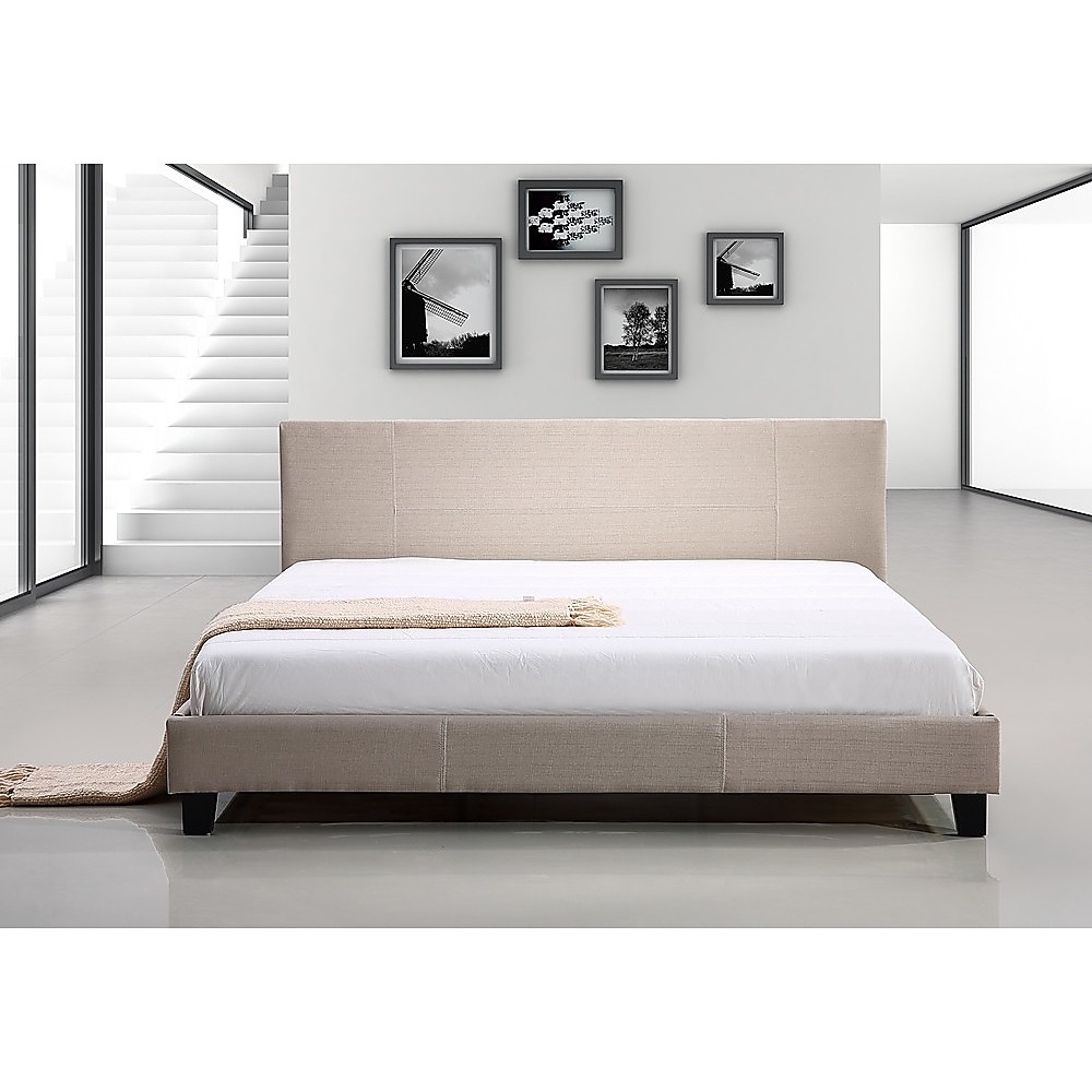 King Linen Fabric Bed Frame - Beige | eBay